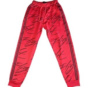 Jordan Flight All-Over Script Joggers Red Black Men's M Side Tape Tapered